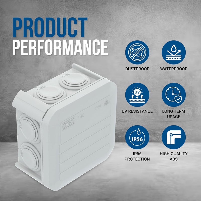 Duravel Junction Box, IP55 Waterproof Electrical Enclosure, Surface Mount, White (Pack-Of 2) - Image 3